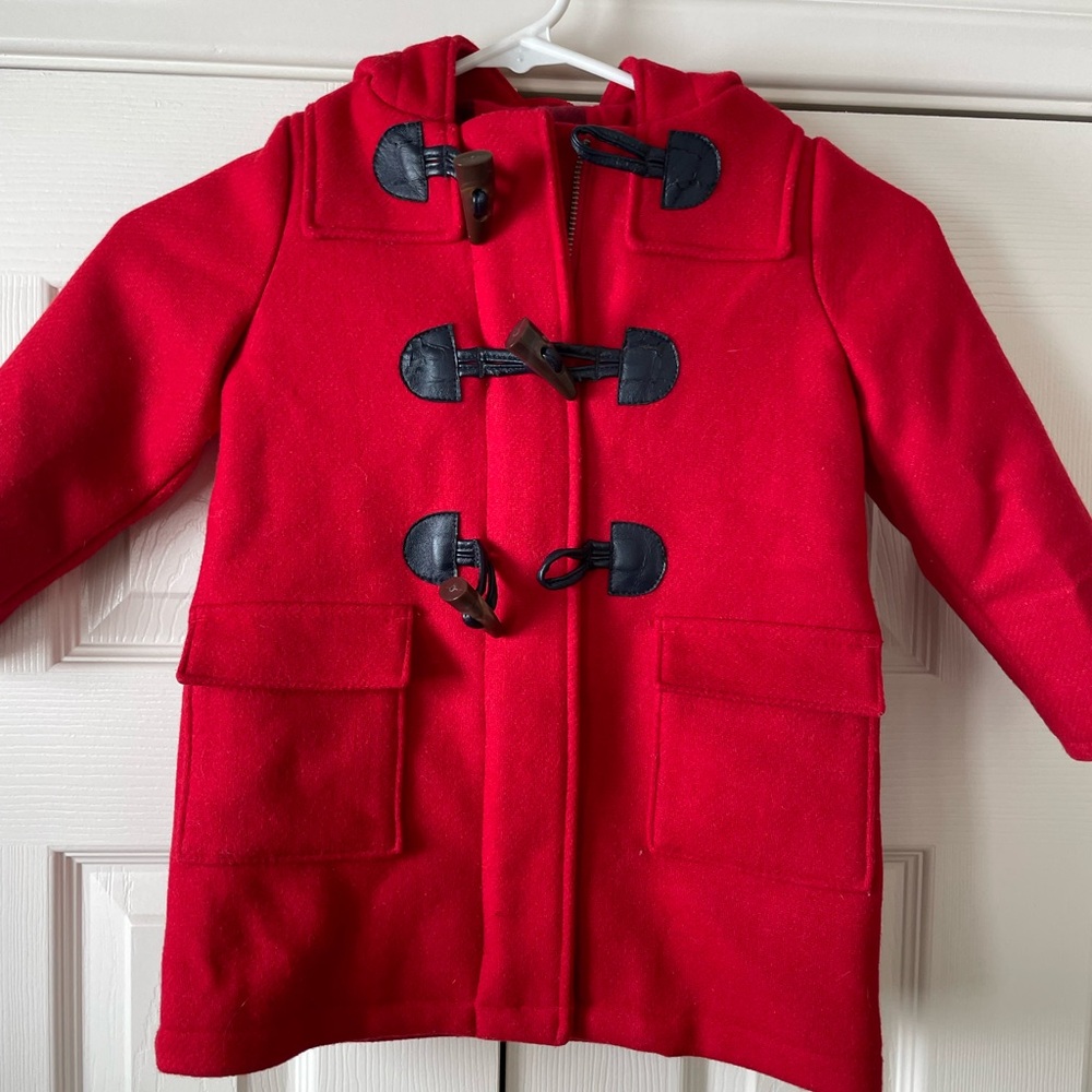 GAP Kids Bright Red Toggle Pea Coat